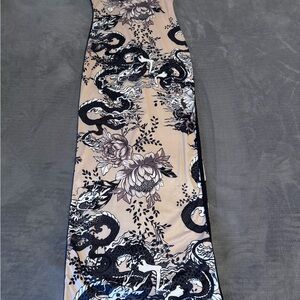 Fashion Nova Black and Cream Maxi Dress